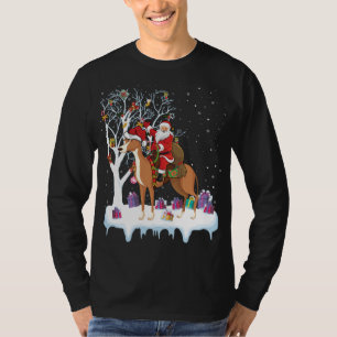 Funny Xmas Lighting Tree Santa Riding Greyhound Ch T-Shirt