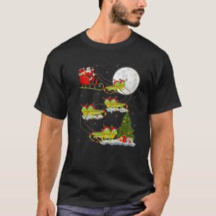 Funny Xmas Lighting Tree Santa Riding Iguana Chris T-Shirt