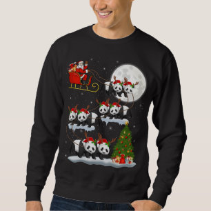 Funny Xmas Lighting Tree Santa Riding Panda Christ Sweatshirt