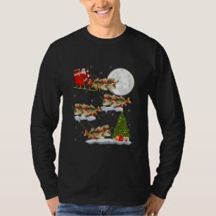 Funny Xmas Lighting Tree Santa Riding Perch Fish T-Shirt