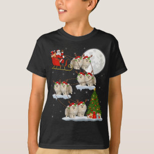 Funny Xmas Lighting Tree Santa Riding Pomeranian C T-Shirt