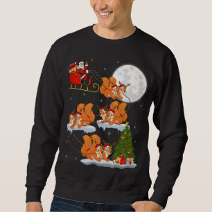 Funny Xmas Lighting Tree Santa Riding Squirrel Chr Sweatshirt