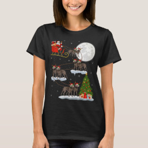 Funny Xmas Lighting Tree Santa Riding Weimaraner C T-Shirt
