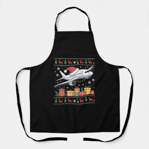 Funny Xmas Lighting Tree Santa Ugly Airplane  Apron