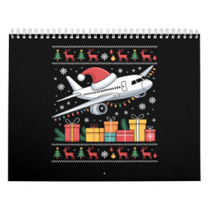 Funny Xmas Lighting Tree Santa Ugly Airplane Calendar