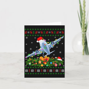 Funny Xmas Lighting Tree Santa Ugly Airplane Chris Card