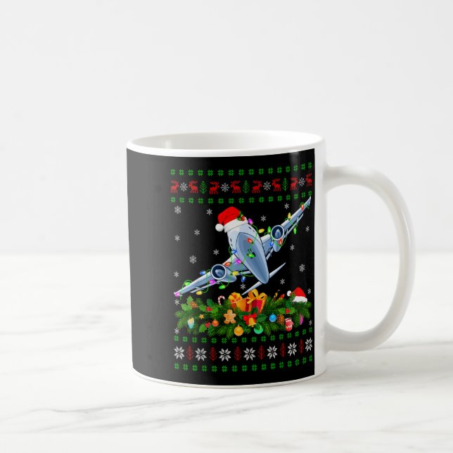 Funny Xmas Lighting Tree Santa Ugly Airplane Chris Coffee Mug (Right)