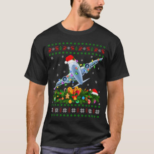 Funny Xmas Lighting Tree Santa Ugly Airplane Chris T-Shirt