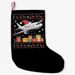 Funny Xmas Lighting Tree Santa Ugly Airplane Small Christmas Stocking