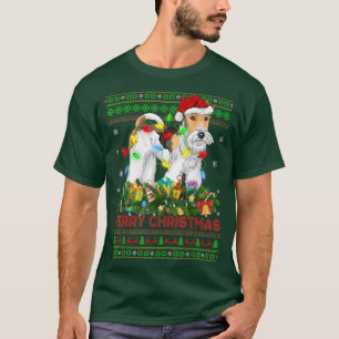 Funny Xmas Lighting Tree Santa Ugly Fo Terrier Chr T-Shirt