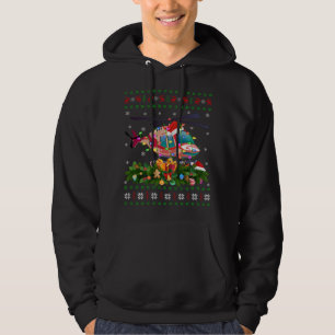 Funny Xmas Lighting Tree Santa Ugly Helicopter Chr Hoodie