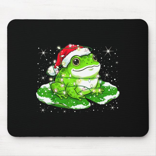 Funny Xmas Lights Frog Cute Toad Frogs Women Men K Mouse Pad (Front)