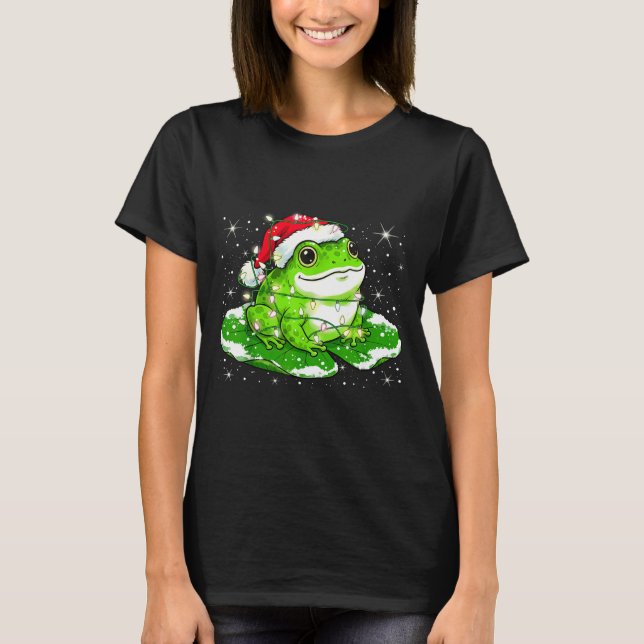 Funny Xmas Lights Frog Cute Toad Frogs Women Men K T-Shirt (Front)