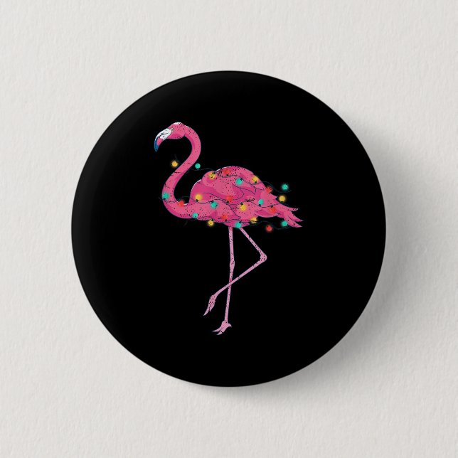 Funny Xmas Lights Nk Flamingo Trocal Christmas In  2 Inch Round Button (Front)