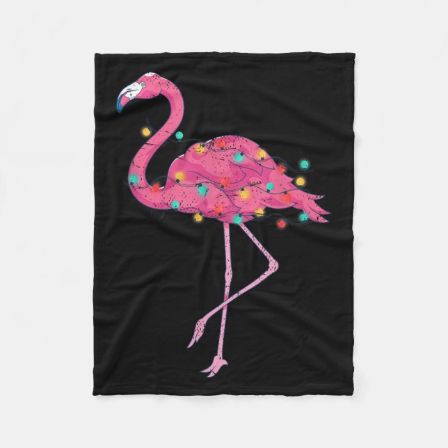 Funny Xmas Lights Nk Flamingo Trocal Christmas In  Fleece Blanket (Front)