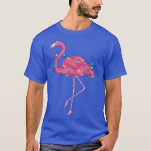 Funny Xmas Lights Pink Flamingo Tropical Christmas T-Shirt