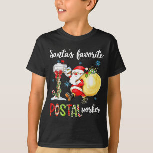 Funny Xmas Lights Santa's Favorite Stal Worker Chr T-Shirt