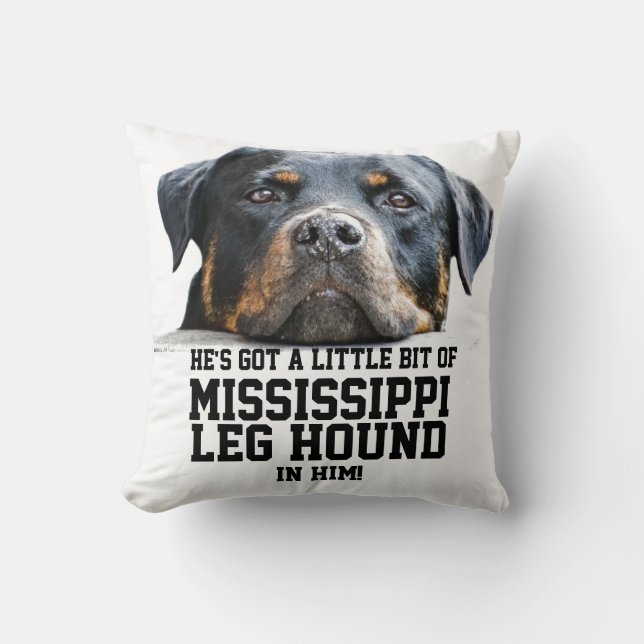 Funny Xmas Mississippi Leg Hound | Rottweiler Dog Throw Pillow (Front)