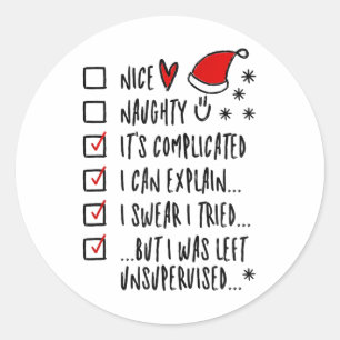 Funny Xmas - Nice Naughty List I Can Explain I Swe Classic Round Sticker