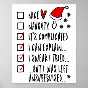 Funny Xmas - Nice Naughty List I Can Explain I Swe Poster