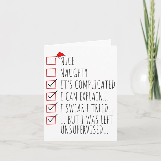 Funny Xmas Nice Naughty List I Can Explain I Swear Card (Front)