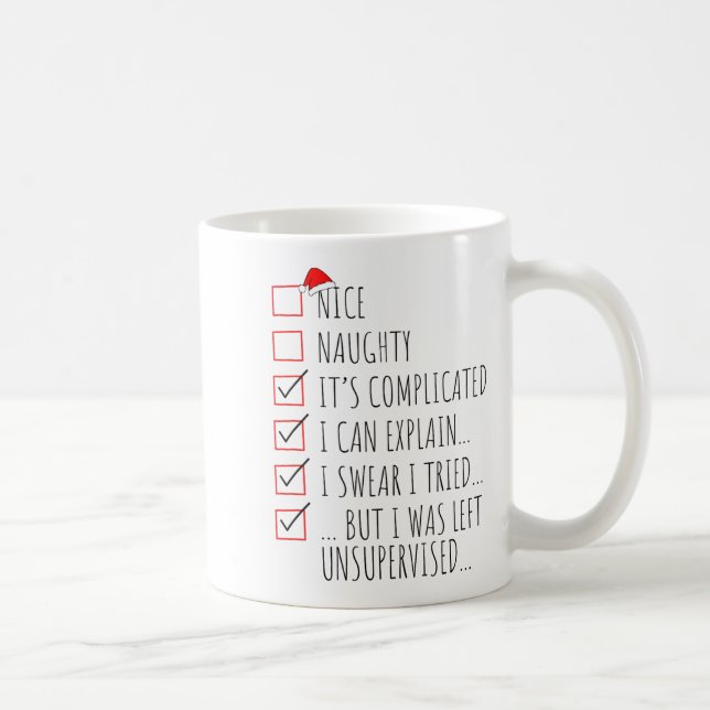 Funny Xmas Nice Naughty List I Can Explain I Swear Coffee Mug (Right)