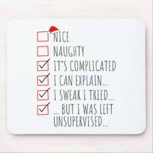 Funny Xmas Nice Naughty List I Can Explain I Swear Mouse Pad