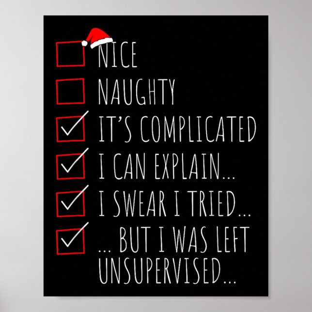 Funny Xmas Nice Naughty List I Can Explain I Swear Poster (Front)