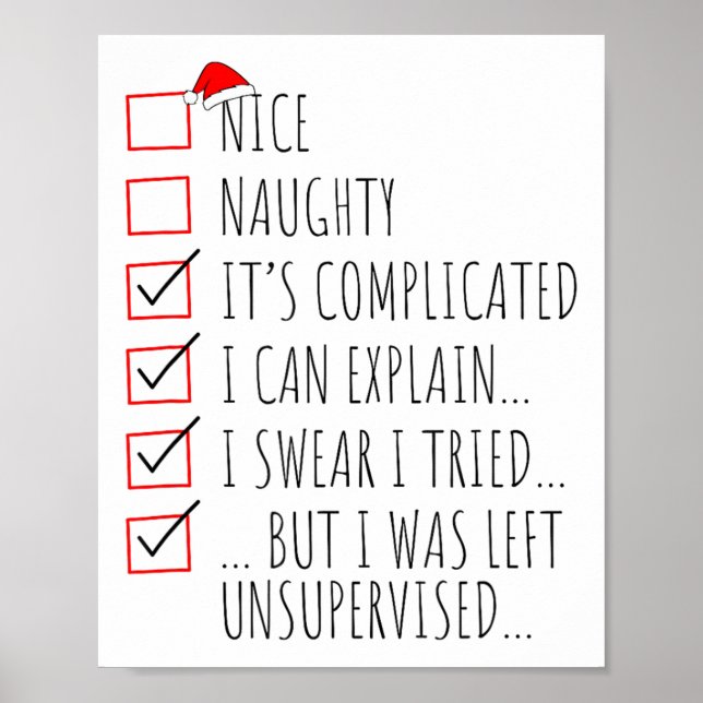 Funny Xmas Nice Naughty List I Can Explain I Swear Poster (Front)