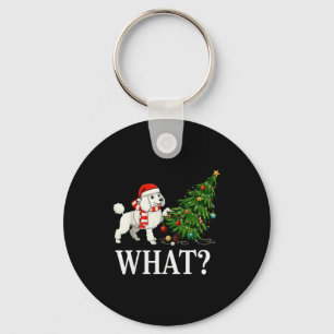 Funny Xmas Odle Pushing Christmas Tree Over Dog Wh Keychain