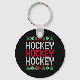 Funny Xmas Ornaments Ugly Christmas Sweater Hockey Keychain