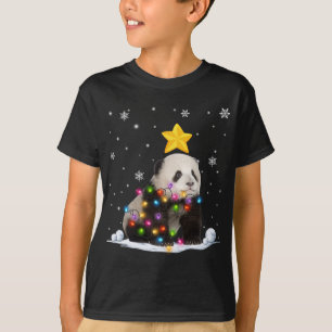 Funny Xmas Panda Bear Animals Lover Christmas Tree T-Shirt