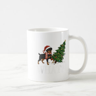 Funny Xmas Rottweiler Pushing Christmas Tree Over  Coffee Mug