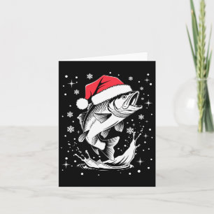 Funny Xmas Santa Hat Fish Christmas Fishing  Card