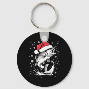 Funny Xmas Santa Hat Fish Christmas Fishing Keychain