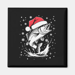 Funny Xmas Santa Hat Fish Christmas Fishing  Magnet
