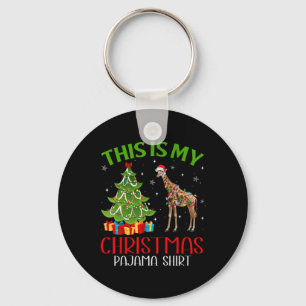 Funny Xmas Santa Lights This Is My Giraffe Christm Keychain