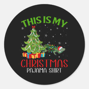 Funny Xmas Santa Lights This Is My Iguana Christma Classic Round Sticker