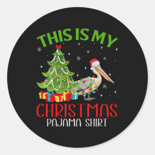 Funny Xmas Santa Lights This Is My Pelican Christm Classic Round Sticker