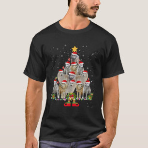Funny Xmas Santa Wolf Christmas Tree Pajama Wolf X T-Shirt