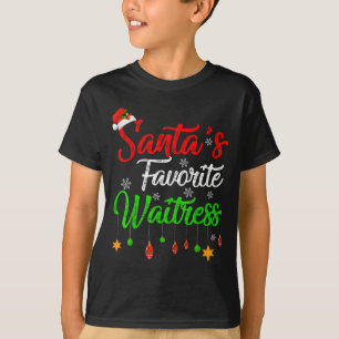 Funny Xmas Santa's Favorite Waitress Christmas T-Shirt