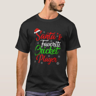 Funny Xmas Santa's Favourite Cricket Player Christ T-Shirt