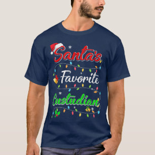 Funny Xmas Santa's Favourite Custodian Christmas  T-Shirt
