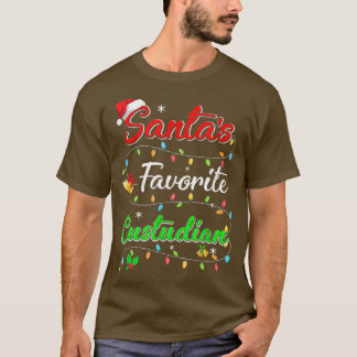 Funny Xmas Santa's Favourite Custodian Christmas T T-Shirt