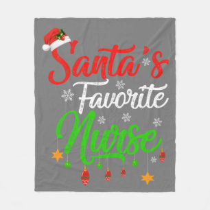 Funny Xmas Santa's Favourite Nurse Christmas Fleece Blanket
