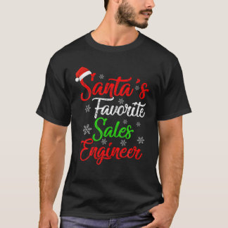 Funny Xmas Santa's Favourite Sales Engineer Christ T-Shirt