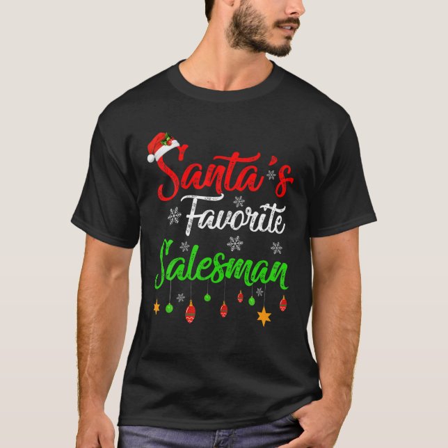 Funny Xmas Santa's Favourite Salesman Christmas T-Shirt (Front)