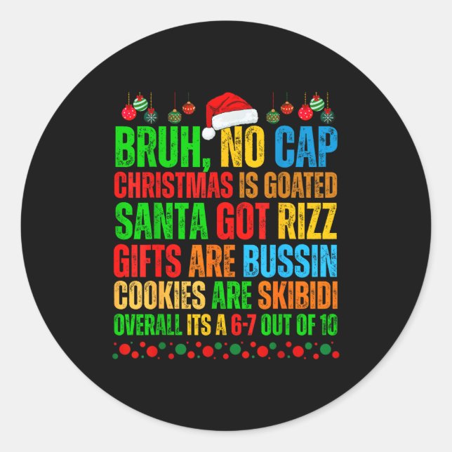 Funny Xmas School Generation Alpha Gen A Slang Chr Classic Round Sticker (Front)