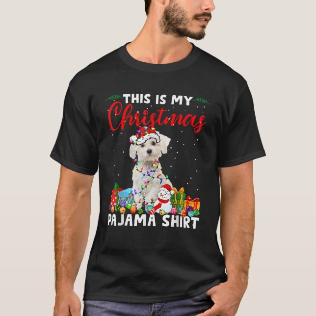Funny Xmas This Is My Christmas Maltese Dog Pajama T-Shirt (Front)