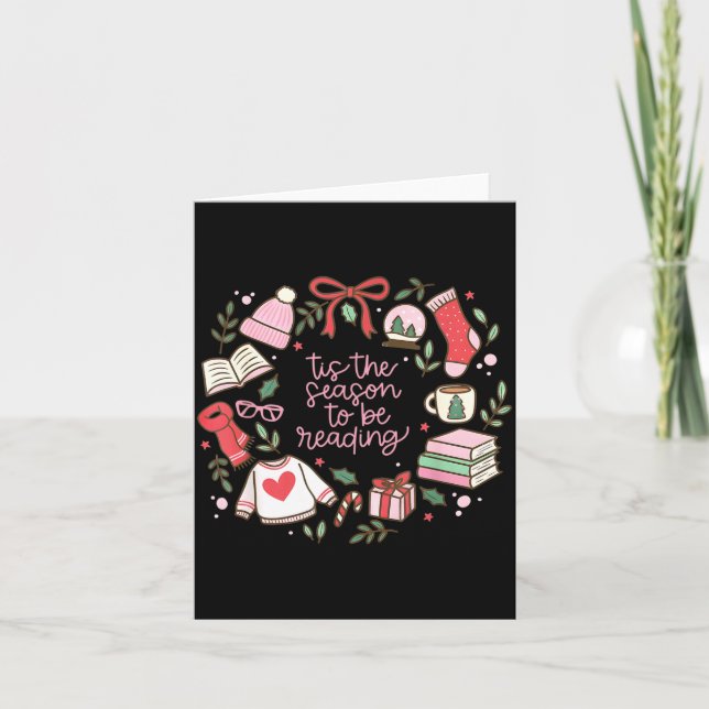 Funny Xmas Tis The Season To Be Reading Books Paja Card (Front)